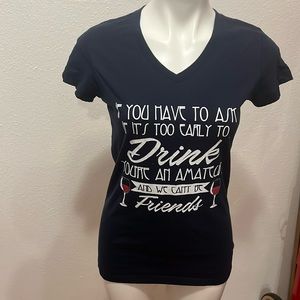 Funny Navy Wine Drinking Shirt Sz L